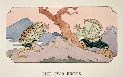 De två grodorna, illustration från Little Peaching and Other Tales of Old Japan, ca. 1928